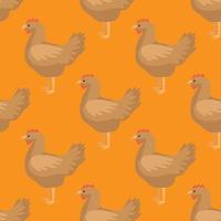 patrón sin costuras de gallina. animales domésticos en colores de fondo. ilustración vectorial para textiles. vector