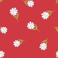Chamomile pattern seamless in freehand style. Spring flowers on colorful background. Vector illustration for textile.