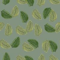 Organic palm leaf seamless pattern with hand drawn foliage print. Simple color background. Vector illustration for seasonal textile.