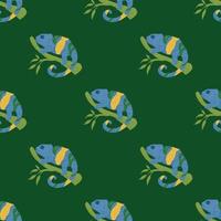 Chameleon seamless pattern. Background of tropical lizard. vector