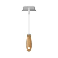 Garden tool hoe on white background isolated. Metal hoe with wooden hand in style flat. Garden tool design. vector