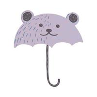 Umbrellas look like bear on white background. Abstract umbrella purple color in doodle. vector