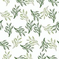 ramas de follaje verde patrón de garabato sin costuras. Fondo blanco. telón de fondo botánico de la naturaleza. vector