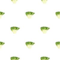 Seamless pattern frisee salad on white background. Minimalistic ornament with lettuce. vector