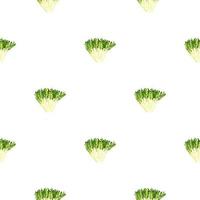 Seamless pattern frisee salad on white background. Minimalistic ornament with lettuce. vector