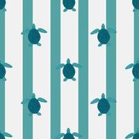 Seamless pattern sea turtles. Cute marine turtle in doodle style. vector