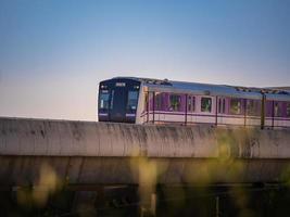 MRT purple line Sky train in the evening at Bang Yai, Nonthaburi Thailand. photo