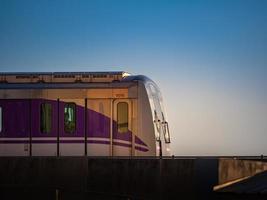 MRT purple line Sky train in the evening at Bang Yai, Nonthaburi Thailand. photo