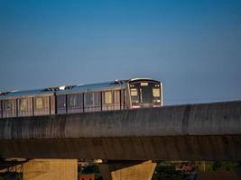 MRT purple line Sky train in the evening at Bang Yai, Nonthaburi Thailand. photo