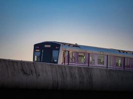 MRT purple line Sky train in the evening at Bang Yai, Nonthaburi Thailand. photo