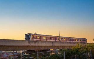 MRT purple line Sky train in the evening at Bang Yai, Nonthaburi Thailand. photo