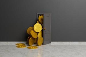 Bitcoins entering through a open door photo
