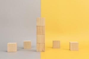 Empty wooden block stack and copy space for text photo