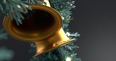 Christmas Wreath with golden bells. Big closeup. 3D rendering photo