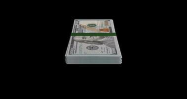 3D Render, ilustración, montón de billetes de dólar aislado sobre fondo negro foto