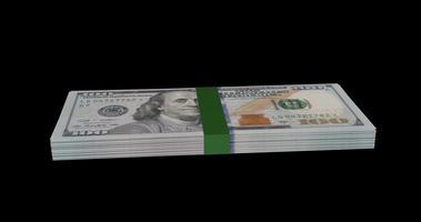 3D Render, ilustración, montón de billetes de dólar aislado sobre fondo negro foto