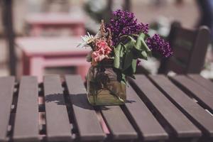 Tables of a european cafe photo