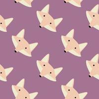 Fox pattern seamless in freehand style. Head animals on colorful background. Vector illustration for textile.