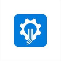 blue color gear illustration and setting vector icon