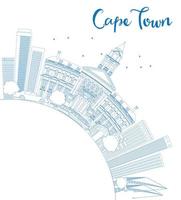 Outline Cape Town skyline with blue buildings and copy space. vector