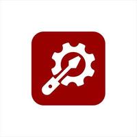 red color gear illustration and setting vector icon