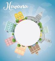 Havana Skyline with Color Building, Blue Sky and copy space. vector