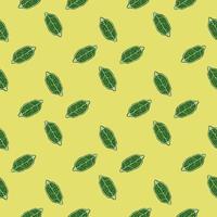 Abstract food seamless pattern with lemon green shapes. Fruit print on yellow background. vector
