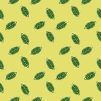 Abstract food seamless pattern with lemon green shapes. Fruit print on yellow background. vector