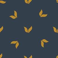 Minimalistic style seamless pattern with orange little leaves ornament. Dark navy blue background. vector