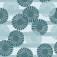 flores abstractas de patrones sin fisuras sobre fondo blanco azul rayado. textura vintage de plantas para diseño textil. vector