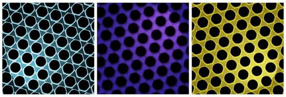 conjunto de tres patrones geométricos multicolores de fondos de textura abstracta vector