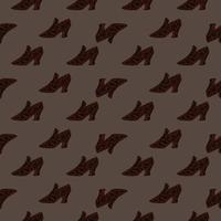 Abstract seamless acessory pattern with womes shoes little shapes. Brown palette artwork. vector