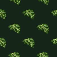 Nature jungle seamless pattern with green monstera leaves print. vector