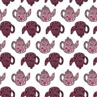 Vintage teapots seamless pattern. Background of teatime in hand drawn style. vector
