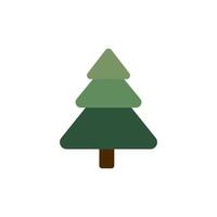 Fir in flat style symbol. Cartoon tree isolated on white background. vector