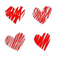 Set of heart with grunge style and love symbol icon design element vector