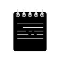 Glyph spiral notebook isolated on white background. Diary for business. vector