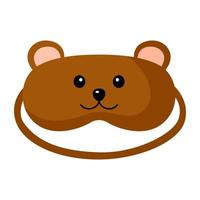 Children sleep mask bear on white background. Face mask for sleeping human isolated in flat style. vector