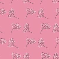 Nature seamless pattern with cute gypsohilla ornament. Doodle flowers ornament on pink background. vector