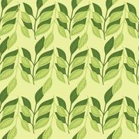 Botanic seamless pattern with simple leaves shapes print. Green colors. Floral botanic artwork. vector