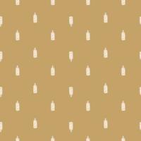 Seamless pattern retro chinese bottle on yellow background. Geometrical texture template for menu restaurant. vector