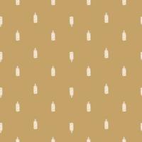 Seamless pattern retro chinese bottle on yellow background. Geometrical texture template for menu restaurant. vector