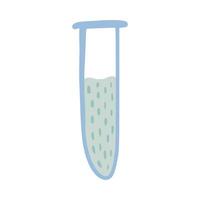 Test tube isolated on white background. Abstract medical equipment blue in doodle style. vector