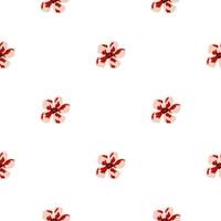 Isolated seamless doodle nature pattern with pink colored hand drawn flowers print. White background. vector