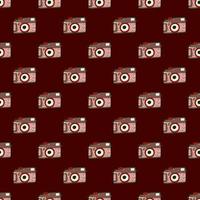 Photo camera vintage seamless pattern. Retro photo cameras design. Repeated texture in doodle style. vector