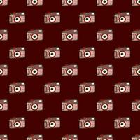 Photo camera vintage seamless pattern. Retro photo cameras design. Repeated texture in doodle style. vector