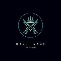 sword crown triangle monogram logo design template  for brand or company and other vector