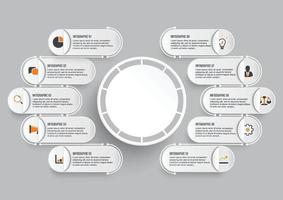 Business data visualization. Process paper chart. Abstract elements of graph, diagram with 10 steps, options, parts or processes. Creative concept for infographic. vector