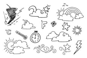 vector set of weather doodle elements, for design purposes