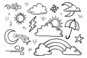 vector set of weather doodle elements, for design purposes